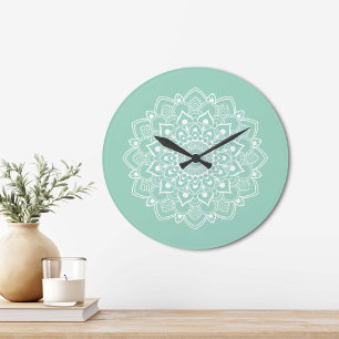 Eleganter Boho-Mandala  Große Wanduhr