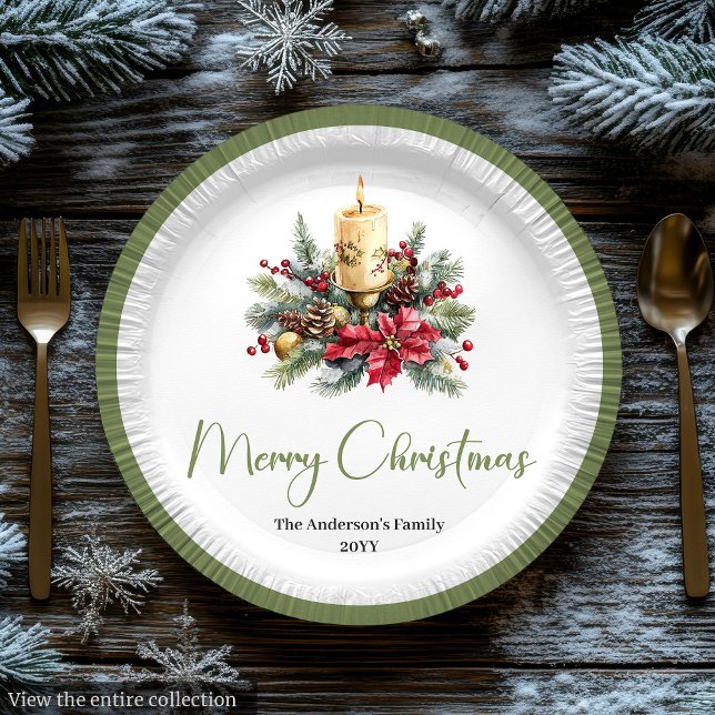 Eleganter Boho-Neutralfarben-Weihnachtskranzteller Pappteller (Elegant Boho Neutral Colors Christmas Wreath Plates)