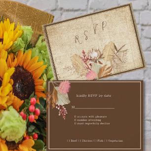 Eleganter Boho, rustikaler Cream & Brown Hintergru RSVP Karte