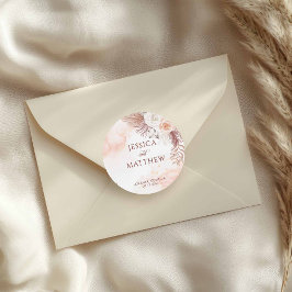 Eleganter Boho Style Rosa Rose Floral Willkommen Runder Aufkleber