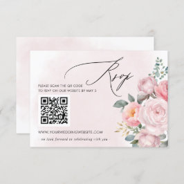 Eleganter Boho Summer Spring Blush Floral QR CODE RSVP Karte