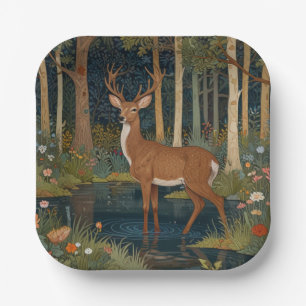 Eleganter Boho-Waldhirsch Pappteller