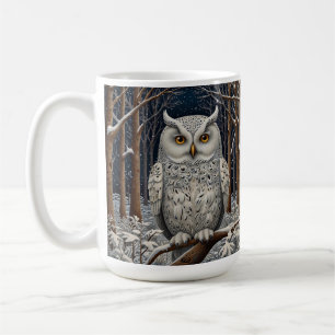 Eleganter Boho-Weißer-Uhu-Wald-Winterwald Kaffeetasse