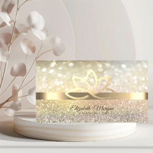 Eleganter Bokeh Goldener Lotus Yogalehrer Visitenkarte