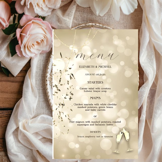 Eleganter Bokeh, Konfetti-Weingläser Hochzeit (Von Creator hochgeladen)