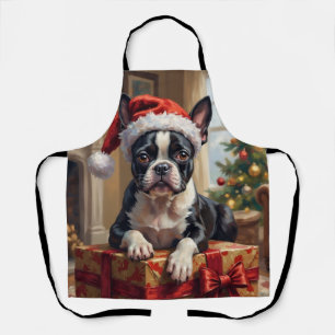 Eleganter Boston-Terrier-Hund Weihnachtsgeschenk Schürze