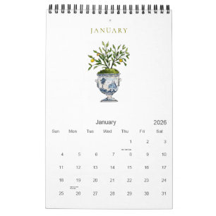 Eleganter Botanischer Aquarellkalender 2025 Kalender