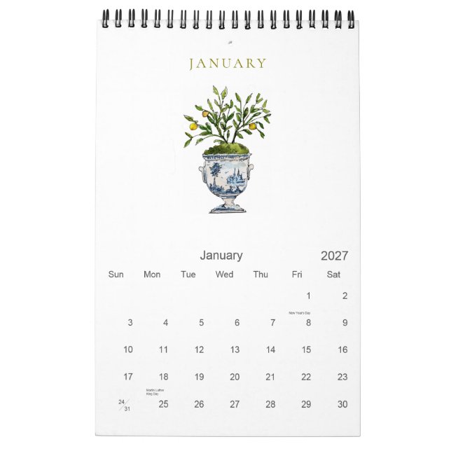 Eleganter Botanischer Aquarellkalender 2026 Kalender (Jan 2027)