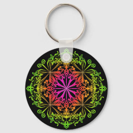 Eleganter botanischer Boho farbenfroher Mandala Schlüsselanhänger