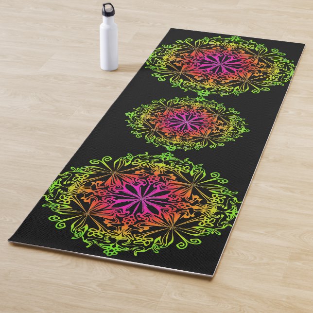 Eleganter botanischer Boho farbenfroher Mandala Yogamatte (Beispiel)