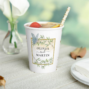 Eleganter Botanischer Butterfly Wedding Paper Cup Pappbecher