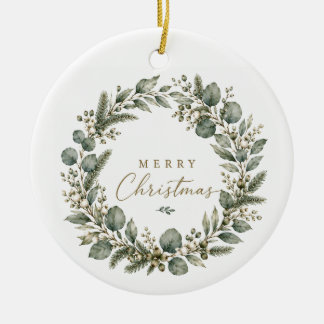 Eleganter botanischer Eukalyptus-Keramik-Schmuck Keramik Ornament