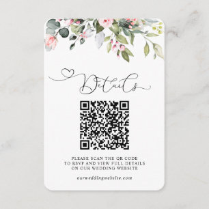 Eleganter Botanischer Eukalyptus QR-Code Hochzeit Begleitkarte