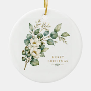 Eleganter botanischer Eukalyptus-Weihnachtsschmuck Keramik Ornament
