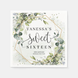 Eleganter botanischer Eukalyptusgold Süß 16 Serviette