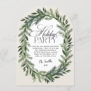 Eleganter Botanischer Feiertag Weihnachtsfeier Einladung