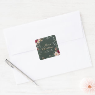 Eleganter botanischer Firmen-Weihnachtsgruß Quadratischer Aufkleber