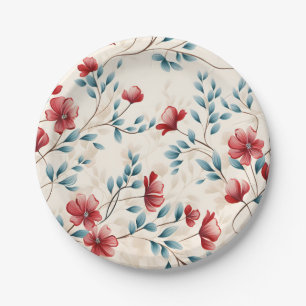 Eleganter botanischer floraler Zweig Pappteller