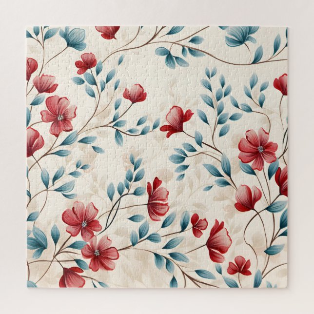 Eleganter botanischer floraler Zweig Puzzle (Vertikal)