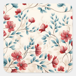 Eleganter botanischer floraler Zweig Quadratischer Aufkleber