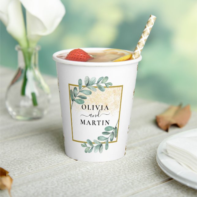 Eleganter Botanischer Garten Hochzeitspapier Cup Pappbecher (In Situ)