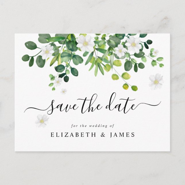 Eleganter botanischer Garten Save the Date Postkarte (Vorderseite)