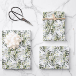 Eleganter botanischer grüner Eukalyptus geometrisc Geschenkpapier Set
