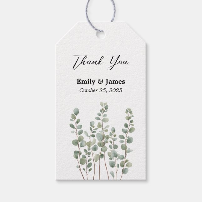 Eleganter botanischer Hochzeitstag Geschenkanhänger (Vorderseite)