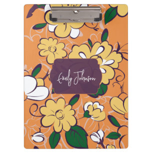 Eleganter botanischer individueller Name Orange We Klemmbrett