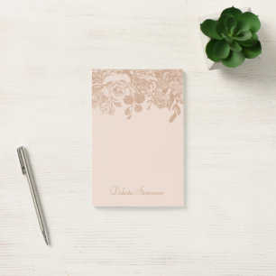 Eleganter Botanischer   Kupfer-Roségold-Blumenstra Post-it Klebezettel