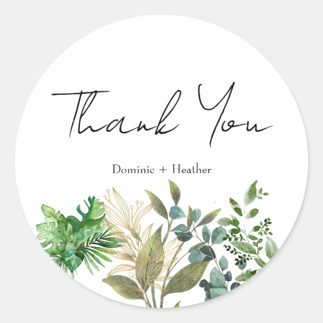 Eleganter botanischer Leaf Umschlag Aufkleber (Vorderseite)