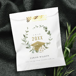 Eleganter botanischer Leafy Wreath Gold Abschluss Geschenktütchen