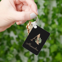 Eleganter Botanischer Monogram Gold Letter A-Schlü