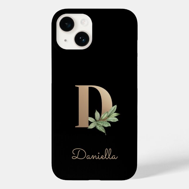Eleganter Botanischer Monogram Gold Letter D Case-Mate iPhone Hülle (Rückseite)