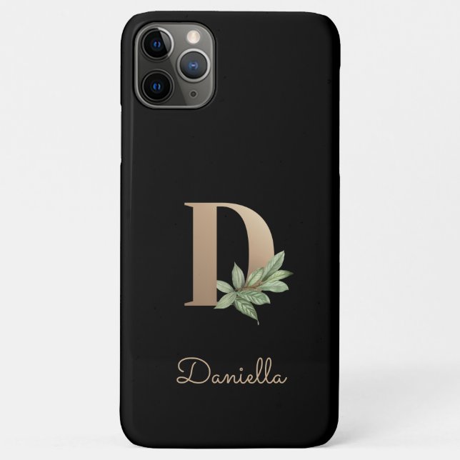 Eleganter Botanischer Monogram Gold Letter D Case-Mate iPhone Hülle (Rückseite)