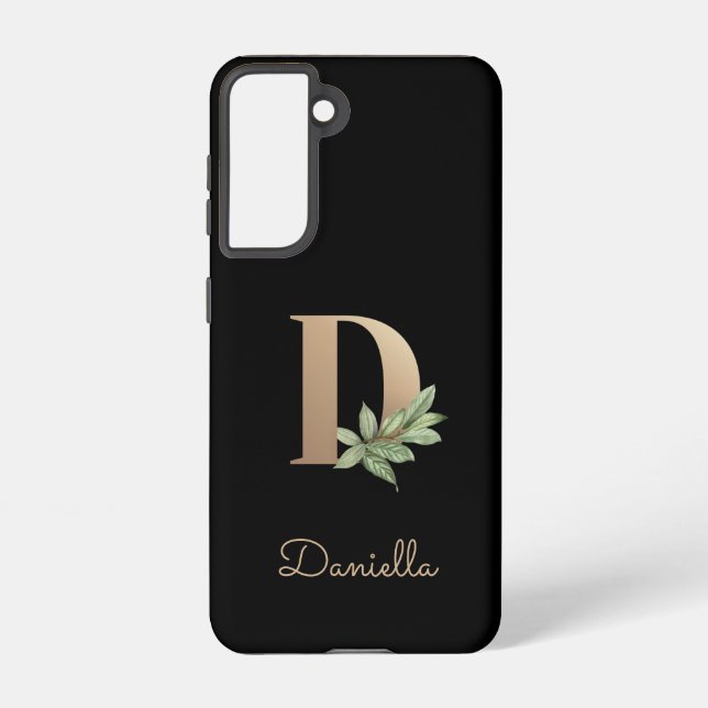 Eleganter Botanischer Monogram Gold Letter D Samsung Galaxy Hülle (Rückseite)