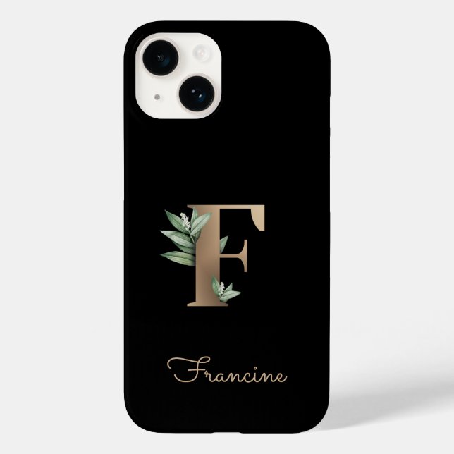 Eleganter Botanischer Monogram Gold Letter F Case-Mate iPhone Hülle (Rückseite)