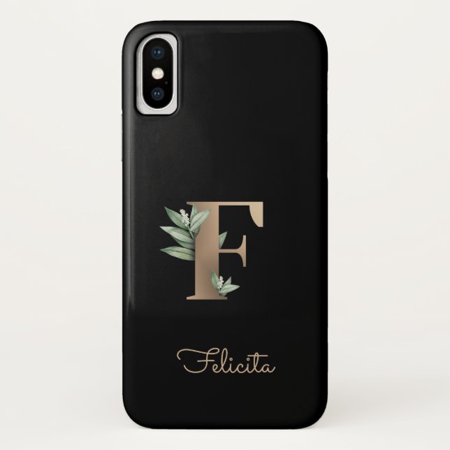 Eleganter Botanischer Monogram Gold Letter F Case-Mate iPhone Hülle (Rückseite)