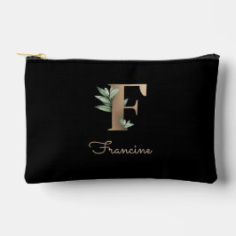 Eleganter Botanischer Monogram Gold Letter F Zubehörtasche