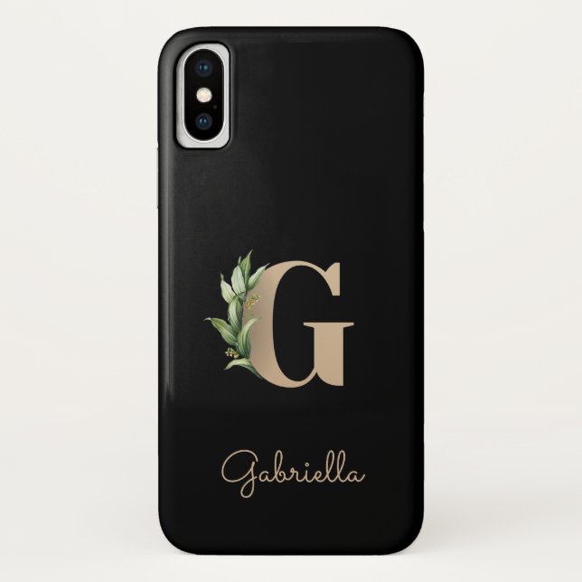 Eleganter Botanischer Monogram Gold Letter G Case-Mate iPhone Hülle (Rückseite)