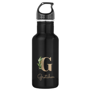 Eleganter Botanischer Monogram Gold Letter G Edelstahlflasche