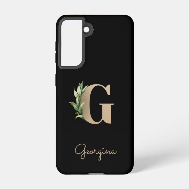 Eleganter Botanischer Monogram Gold Letter G Samsung Galaxy Hülle (Rückseite)