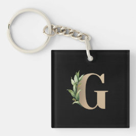 Eleganter Botanischer Monogram Gold Letter G Schlüsselanhänger