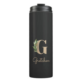 Eleganter Botanischer Monogram Gold Letter G Thermosbecher