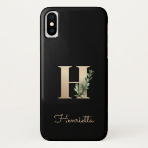 Eleganter Botanischer Monogram Gold Letter H Case-Mate iPhone Hülle