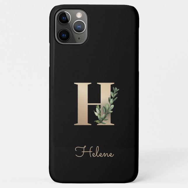 Eleganter Botanischer Monogram Gold Letter H Case-Mate iPhone Hülle (Rückseite)