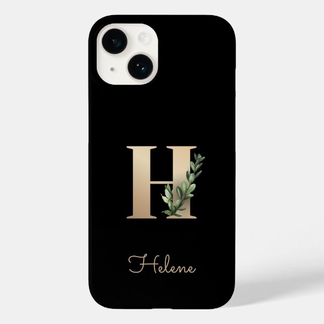 Eleganter Botanischer Monogram Gold Letter H Case-Mate iPhone Hülle (Rückseite)
