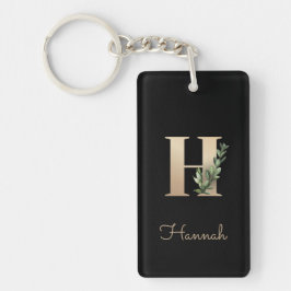 Eleganter Botanischer Monogram Gold Letter H Schlüsselanhänger