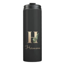 Eleganter Botanischer Monogram Gold Letter H