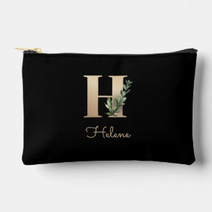 Eleganter Botanischer Monogram Gold Letter H Zubehörtasche